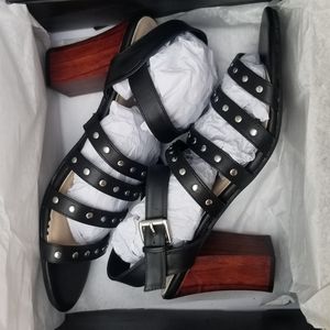 Torrid Studded Cage Front Wooden Bottom Heels